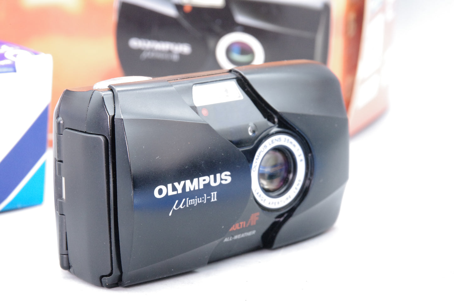 Olympus MJU II 35mm Film Camera Boxed with Paperwork & Case Nr Mint