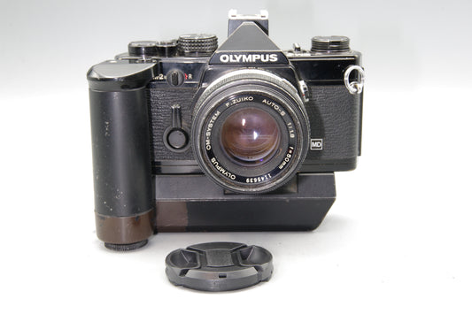Olympus OM-2N Black 35mm SLR + Zuiko 50mm f/1.8 Lens – Tested & Working