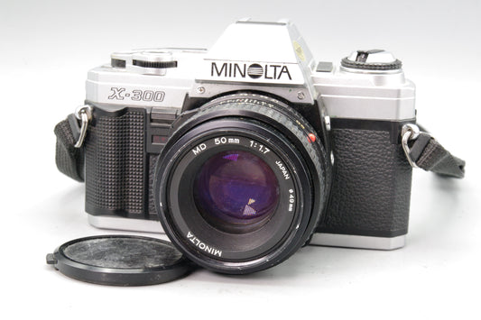 Minolta X‑300 35mm SLR with MD 50mm f/1.7 Lens – Tested & Working – Excellent