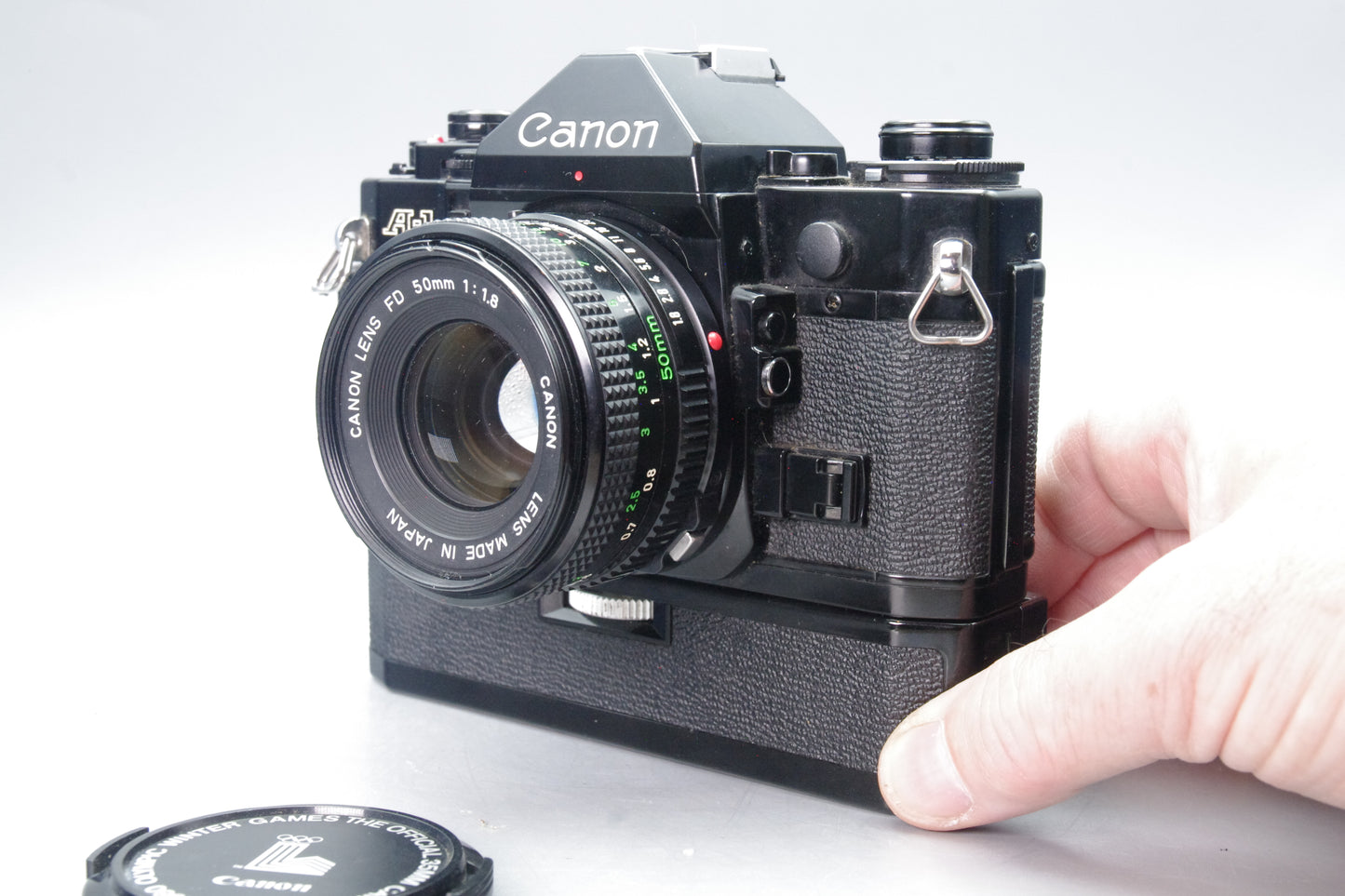 Canon A-1 35mm SLR with FD 50mm f/1.8 Lens  + Motor drive - Tested & Working
