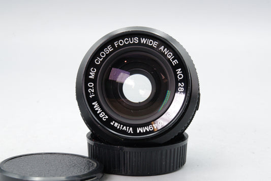 Vivitar 28mm f/2.0 Close Focus Wide Angle Lens – OM Mount – Very Good Haze