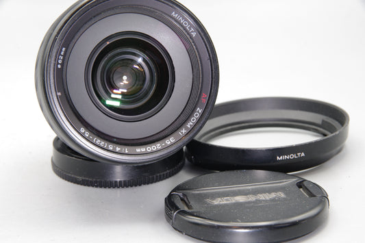 Minolta AF 35–200mm f/4.5–5.6 Xi Lens A‑Mount – Excellent with Hood