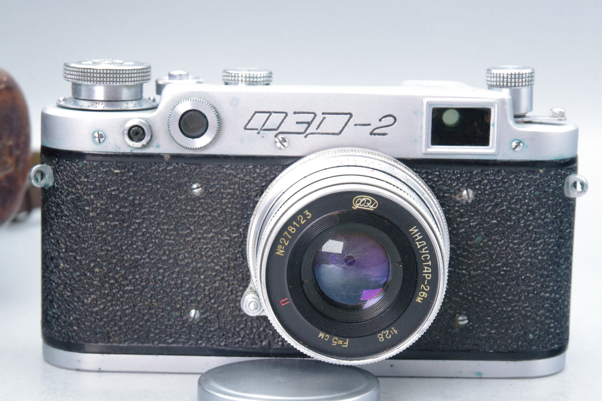 FED‑2 35mm Rangefinder Camera with Industar 5cm f/2.8 Lens & Case – VGC